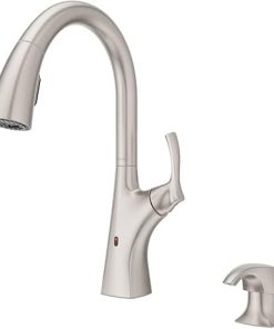 Pfister Masey Touchless Kitchen Faucet with Pull Down Sprayer and Soap Dispenser, Single Handle, High Arc, Spot Defense Stainless Steel Finish, F529EMCGS 2