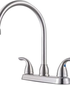 Pfister Pfirst Series Kitchen Sink Faucet, 2-Handle, High Arc, 3-Hole, Stainless Steel Finish, G136200S