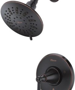 Pfister Saxton Shower Head and Valve Trim Only Kit (Valve Not Included), 1-Handle, Tuscan Bronze Finish, LG897GL1Y