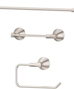 Pfister Willa 3-Piece Bathroom Hardware Set with Towel Bar, Towel Ring, and Toilet Paper Holder, Wall-Mounted, Brushed Nickel Finish, BTBWLL3K