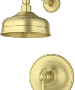 Pfister, LG89-7TBBG, Tisbury Shower Trim Package with Single Function Rain Shower Head, Brushed Gold