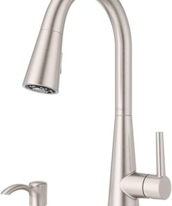 Pfister Barulli Kitchen Faucet with Pull Down Sprayer and Soap Dispenser, Single Handle, High Arc, Spot Defense Stainless Steel Finish, F5297BARGS 2