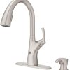 Pfister Zanna Touchless Kitchen Faucet with Pull Down Sprayer and Soap Dispenser, Single Handle, High Arc, Spot Defense Stainless Steel Finish, F529EZN3GS 3