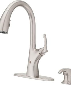 Pfister Masey Touchless Kitchen Faucet with Pull Down Sprayer and Soap Dispenser, Single Handle, High Arc, Spot Defense Stainless Steel Finish, F529EMCGS