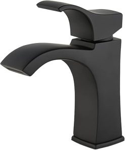 Pfister Venturi Bathroom Sink Faucet, Single Handle, Single Hole or 3-Hole, Matte Black Finish, LF042VNBB