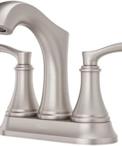 Pfister LG48-WD0 Woodbury 1.2 GPM Centerset Bathroom Faucet with TiteSeal Mounting and Spot Defense Technologies – Includes Push & Seal Drain Assembly - Spot Defense Brushed Nickel
