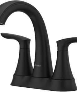 Pfister Weller Bathroom Sink Faucet, 4-Inch Centerset, 2-Handle, 3-Hole, Matte Black Finish, LG48WRPB