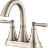 Pfister Cantara Bathroom Sink Faucet, 4-Inch Centerset, 2-Handle, 3-Hole, Brushed Nickel Finish, LF048CRKK