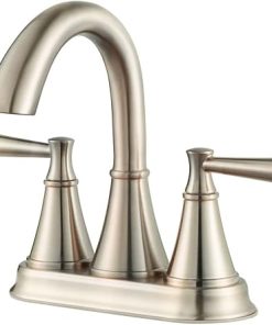 Pfister Cantara Bathroom Sink Faucet, 4-Inch Centerset, 2-Handle, 3-Hole, Brushed Nickel Finish, LF048CRKK