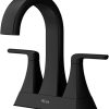 Pfister LF-048-BIE Bruxie 1.2 GPM Centerset Bathroom Faucet with TiteSeal Mounting and Spot Defense Technologies – Includes Push & Seal Drain Assembly - Spot Defense Matte Black