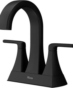 Pfister LF-048-BIE Bruxie 1.2 GPM Centerset Bathroom Faucet with TiteSeal Mounting and Spot Defense Technologies – Includes Push & Seal Drain Assembly - Spot Defense Matte Black