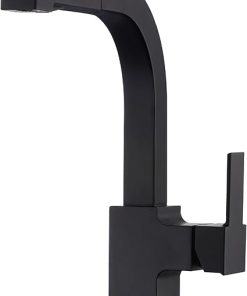 Pfister Arkitek Kitchen Faucet with Pull Out Sprayer, Single Handle, High Arc, Matte Black Finish, LG534LPMB