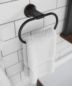 Pfister Pfirst Modern Towel Ring, Hand Towel Holder for Bathroom, Wall-Mounted, Screw-In, Tuscan Bronze Finish, BRBPFM0Y 2