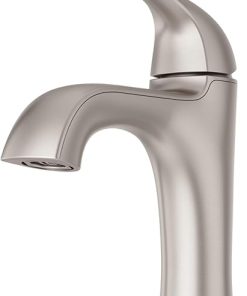 Pfister LG42-MCA0 McAllen 1.2 GPM Single Hole Bathroom Faucet with Pfast Connect, Pforever Seal Valves, Spot Defense, and TiteSeal – Includes Push & Seal Drain Assembly - Spot Defense Brushed Nickel