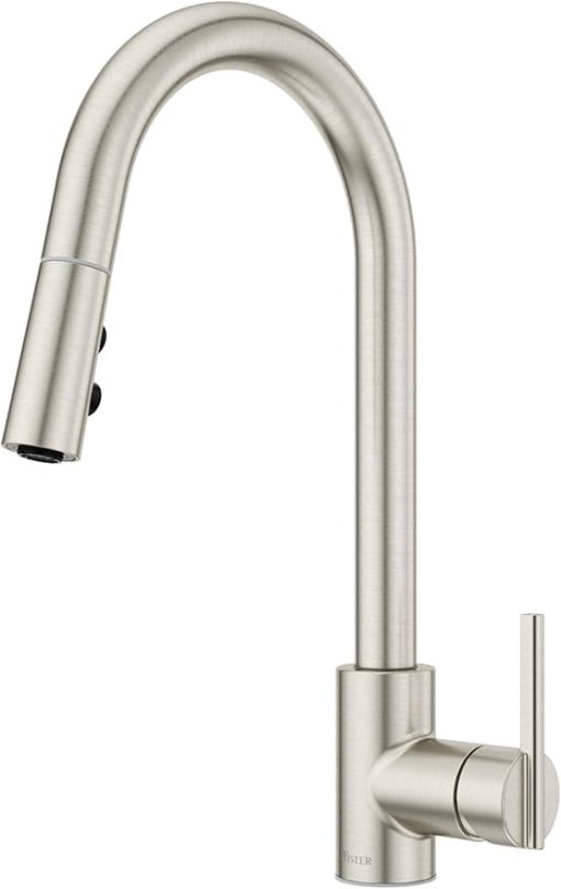 Pfister GT529-BI Brislin 1.8 GPM Single Hole Pull Down Kitchen Faucet with AutoDock Sprayhead, Pfast Connect, and Pforever Seal Valves - Stainless Steel