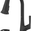Pfister Ridgeline Kitchen Faucet with Pull Down Sprayer and Soap Dispenser, Single Handle, High Arc, Spot Defense Matte Black Finish, F5297RGSDB