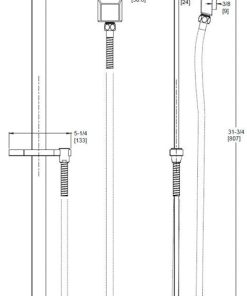 Pfister HSK-41SHW Modern Square 31-3/4″ Adjustable Slide Bar with 60″ Hose – Brushed Gold 2