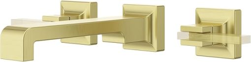 Price Pfister Pref, LG49-VRV3BG, Verve 1.2 GPM Wall Mounted Widespread Bathroom Faucet with UltraSeal Technology - Less Rough In and Handles, Brushed Gold