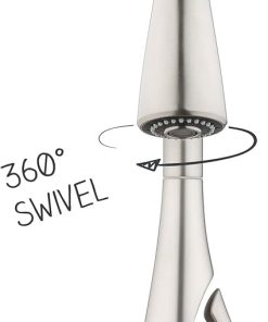 Pfister Indira Kitchen Faucet with Pull Down Sprayer and Soap Dispenser, Single Handle, High Arc, Spot Defense Stainless Steel Finish, F5297NDGS 2