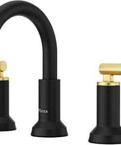 Pfister Capistrano Bathroom Sink Faucet, 8-Inch Widespread, 2-Handle, 3-Hole, Matte Black and Brushed Gold Finish, LF049CSOBBG