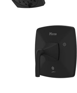 Pfister Bellance Tub & Shower Trim Kit, Valve & Cartridge Included, Single Handle, , Matte Black Finish, 8P8WS2BLLSB
