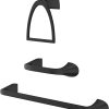Pfister Karci 3-Piece Bathroom Hardware Set with Towel Bar, Towel Ring, and Toilet Paper Holder, Wall-Mounted, Matte Black Finish, BTBKA3B
