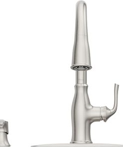 Pfister Rosslyn Kitchen Faucet with Pull Down Sprayer and Soap Dispenser, Single Handle, High Arc, Spot Defense Stainless Steel Finish, F5297RSSRGS 2