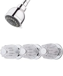 Pfister 3-Handle Tub & Shower Faucet with Metal Verve Knob Handles in Polished Chrome