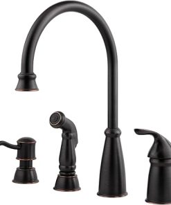 Pfister Avalon Kitchen Sink Faucet with Side Sprayer and Soap Dispenser, Single Handle, High Arc, Tuscan Bronze Finish, GT264CBY
