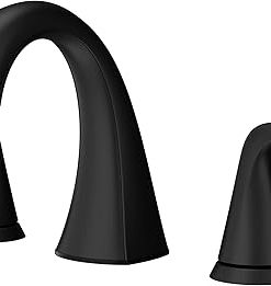 Pfister Willa Bathroom Sink Faucet, 8-Inch Widespread, 2-Handle, 3-Hole, Spot Defense Matte Black Finish, LF049MALSDB
