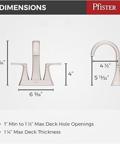 Pfister LF-048-BIE Bruxie 1.2 GPM Centerset Bathroom Faucet with TiteSeal Mounting and Spot Defense Technologies – Includes Push & Seal Drain Assembly – Spot Defense Brushed Nickel 2