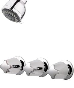 Pfister Tub & Shower Trim Kit, Valve and Cartridge Included, 3-Handle, Metal Knob Handles, Polished Chrome Finish, LG013210