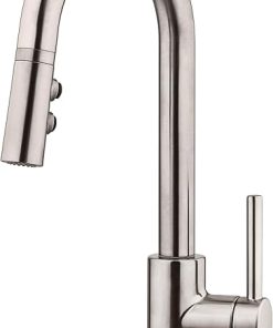 Pfister Stellen Bar Faucet with Pull Down Sprayer, Single Handle, High Arc, Stainless Steel Finish, LG572SAS