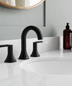 Pfister Vaneri Bathroom Sink Faucet, 8-Inch Widespread, 2-Handle, 3-Hole, Matte Black Finish, LF049VRIBB 2