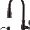 Pfister GT529TMY Hanover Integrated 1-Handle Pull-Down Kitchen Faucet with Soap Dispenser in Tuscan Bronze
