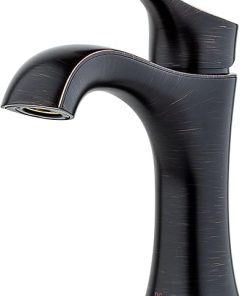 Pfister LG42-WD0 Woodbury 1.2 GPM Single Hole Bathroom Faucet with Pfast Connect, Pforever Seal Valves, Spot Defense and TiteSeal – Includes Push & Seal Drain Assembly - Tuscan Bronze