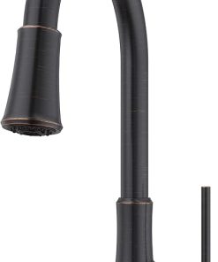 Pfister Pfirst Series Kitchen Faucet with Pull-Down Sprayer, Single Handle, High Arc, Tuscan Bronze Finish, G529PF2Y