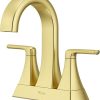Pfister Bruxie Bathroom Sink Faucet, 4-Inch Centerset, 2-Handle, 3-Hole, Brushed Gold Finish, LF048BIEBG
