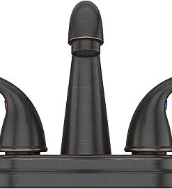 Pfister Pfirst Series Bathroom Sink Faucet, 4-Inch Centerset, 2-Handle, 3-Hole, Tuscan Bronze Finish, LG148700Y 2
