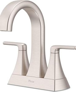Pfister LF-048-BIE Bruxie 1.2 GPM Centerset Bathroom Faucet with TiteSeal Mounting and Spot Defense Technologies – Includes Push & Seal Drain Assembly - Spot Defense Brushed Nickel