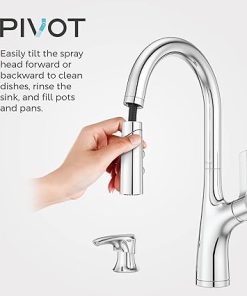Pfister Ceylon Kitchen Faucet with Pull Down Sprayer and Soap Dispenser, Single Handle, Polished Chrome Finish, F5297CLOC 2