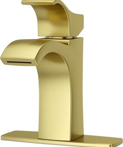 Pfister Venturi Bathroom Sink Faucet, Single Control, 1-Handle, Single Hole, Brushed Gold Finish, LF042VNBG