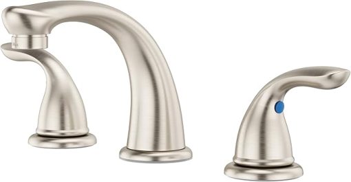 Pfister Pfirst Series Bathroom Sink Faucet, 8-Inch Widespread, 2-Handle, 3-Hole, Brushed Nickel Finish, LG14961PK