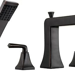 Pfister LG6-4FEY Pfister LG6-4FE Park Avenue Deck Mounted Roman Tub Filler Trim with Metal Lever Handles and Built-In Diverter - Includes Personal Hand Shower