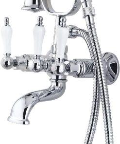 Pfister 801-SVHC Savannah Wall Mount Three Handle Tub/Hand Shower, Polished Chrome