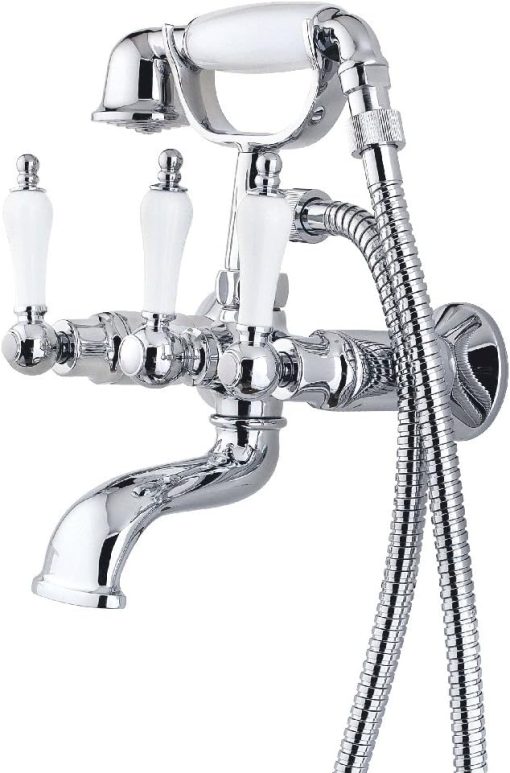 Pfister 801-SVHC Savannah Wall Mount Three Handle Tub/Hand Shower, Polished Chrome