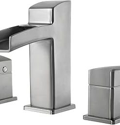 Pfister LG49DF0K Kenzo 2-Handle 8" Widespread Waterfall Bathroom Faucet in Brushed Nickel, Water-Efficient Model