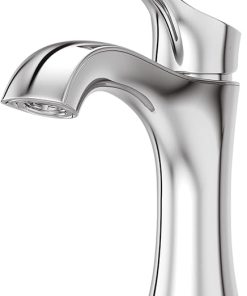 Pfister LG42-WD0 Woodbury 1.2 GPM Single Hole Bathroom Faucet with Pfast Connect, Pforever Seal Valves, Spot Defense and TiteSeal – Includes Push & Seal Drain Assembly - Polished Chrome