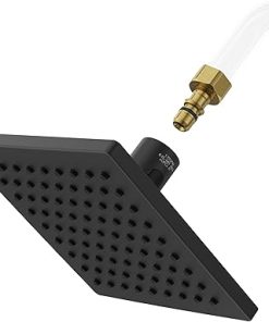 Pfister Universal Shower Head with QuickConnect Adapter, Single-Function, Square, 1.75 GPM, Spot Defense Matte Black Finish, 015WS2UT03QSDB"