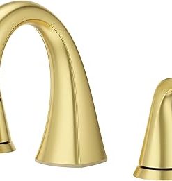 Pfister Willa Bathroom Sink Faucet, 8-Inch Widespread, 2-Handle, 3-Hole, Brushed Gold Finish, LF049MALBG